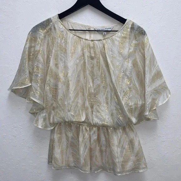 Trina Turk Metallic Gold & Silver Angel Sleeves Size Small - Picture 1 of 8